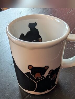 Vintage Marc Tetro Mug Momma Bear w/ Cubs Coffee Tea Pop Art Wildlife Graphic 4"
